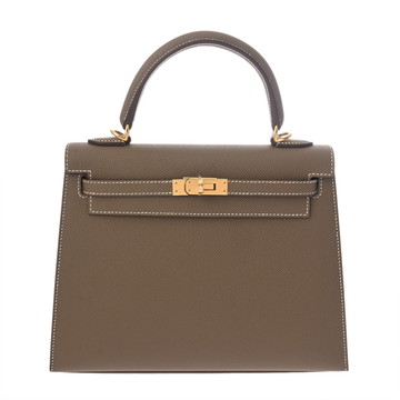 エルメス ケリー 25 外縫い エトゥープ ヴォーエプソン レディース バッグ 【中古】【bag】