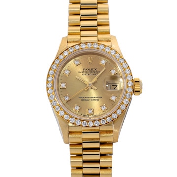 ロレックス デイトジャスト 69138G シャンパン/ダイヤモンド レディース 時計 【中古】【wristwatch】
