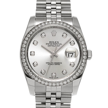 ロレックス デイトジャスト 36 116244G シルバー/ダイヤモンド メンズ 時計 【中古】【wristwatch】