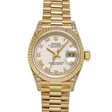 ロレックス デイトジャスト 69238 アイボリーピラミッド レディース 時計 【中古】【wristwatch】