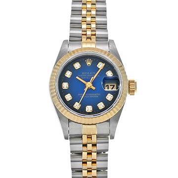 ロレックス デイトジャスト 69173G ブルー・グラデーション/ダイヤモンド レディース 時計 【中古】【wristwatch】