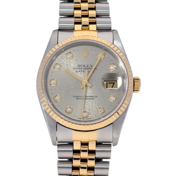 ロレックス デイトジャスト 16233G グレーコンピュータ/ダイヤモンド メンズ 時計 【中古】【wristwatch】