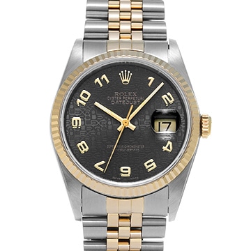 ロレックス デイトジャスト 16233 ブラックコンピュータ メンズ 時計 【中古】【wristwatch】