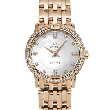 オメガ デ・ヴィル プレステージ クォーツ 27 413.55.27.60.55.002 ホワイトシェル/ダイヤモンド レディース 時計 【中古】【wristwatch】