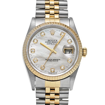 ロレックス デイトジャスト 16233NG ホワイトシェル/ダイヤモンド メンズ 時計 【中古】【wristwatch】