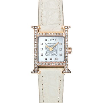 エルメス Hウォッチ ミニ HH1.171 ホワイトシェル/ダイヤモンド レディース 時計 【中古】【wristwatch】