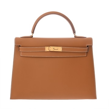 エルメス ケリー 32 外縫い 2WAY ナチュラル ヴォーシャモニー レディース バッグ 【中古】【bag】