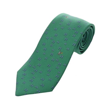 エルメス シルク ツイルタイ Hラパン ミント/ブルー シルク100% メンズ 【未使用】【other】