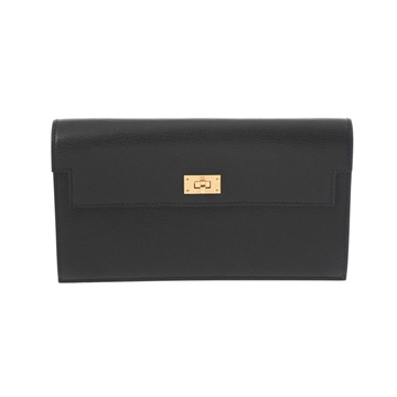 エルメス ケリー ポケット ロング ブラック シェーブル レディース 財布 【中古】【purse】