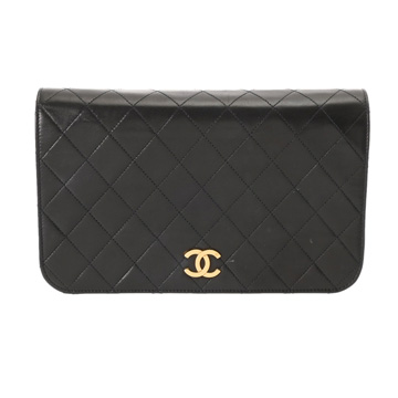 シャネル マトラッセ プッシュロックチェーンショルダー ブラック ラムスキン レディース バッグ 【中古】【bag】