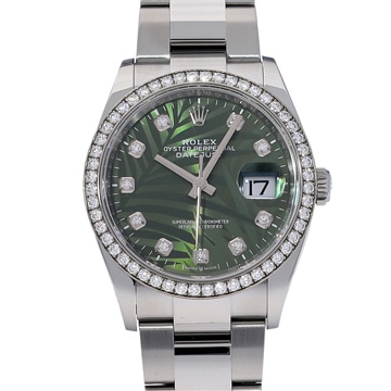 ロレックス デイトジャスト 36 126284RBR オリーブグリーン パームモチーフ メンズ 時計 【中古】【wristwatch】