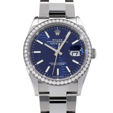 ロレックス デイトジャスト 36 126284RBR ブルーフルーテッド メンズ 時計 【中古】【wristwatch】