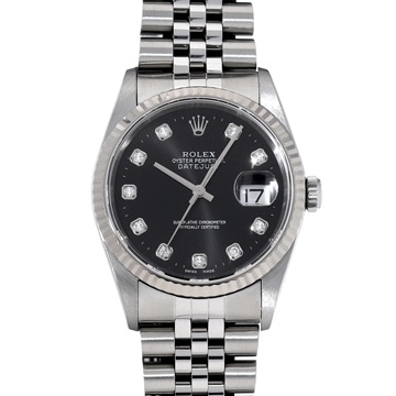 ロレックス デイトジャスト 16234G ブラック/ダイヤモンド メンズ 時計 【中古】【wristwatch】