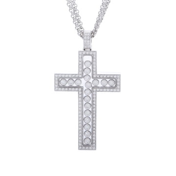 ショパール ハッピークロス ネックレス シルバー 796213-1001 K18ホワイトゴールド WG レディース ジュエリー 【中古】【jewelry】