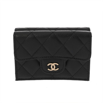 シャネル マトラッセ クラシック スモール フラップ ウォレット ブラック AP0231 グレインドカーフスキン レディース 財布 【中古】【purse】