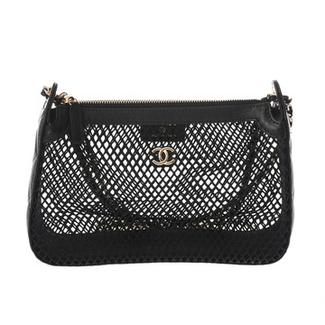 シャネル チェーンクラッチ 2025年 SS ブラック AP4572 メッシュ/シャイニーラムスキン レディース バッグ 【中古】【bag】
