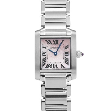 カルティエ タンク フランセーズ SM W51028Q3 ピンクシェル レディース 時計 【中古】【wristwatch】