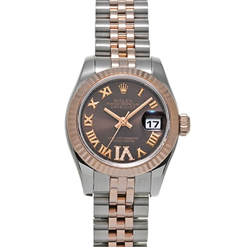 ロレックス デイトジャスト 179171 チョコレートブラウン/ダイヤモンド レディース 時計 【中古】【wristwatch】