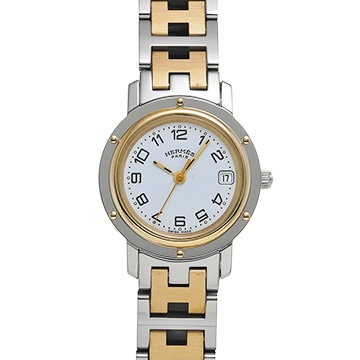 エルメス クリッパー CL4.220 ホワイト レディース 時計 【中古】【wristwatch】
