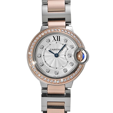 カルティエ バロンブルー 28mm W3BB0025 シルバー/ダイヤモンド レディース 時計 【中古】【wristwatch】