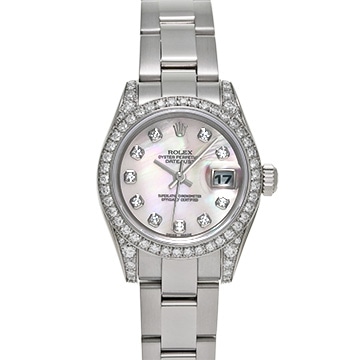 ロレックス デイトジャスト 179159NG ピンクシェル/ダイヤモンド レディース 時計 【中古】【wristwatch】