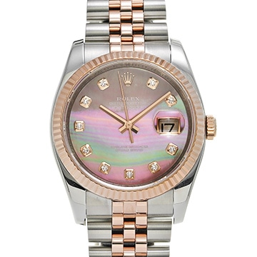 ロレックス デイトジャスト 116231NG ブラックシェル/ダイヤモンド メンズ 時計 【中古】【wristwatch】