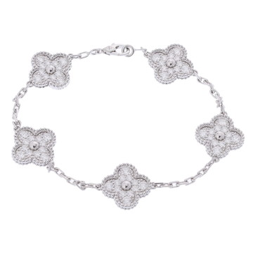 ヴァン クリーフ&アーペル ヴィンテージアルハンブラ ブレスレット パヴェ シルバー VCARA41500 K18ホワイトゴールド WG レディース ジュエリー 【中古】【jewelry】