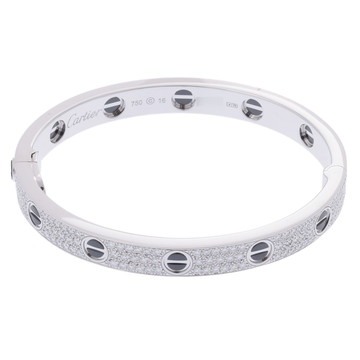 カルティエ ラブブレスレット クラシック #16 フルパヴェ シルバー N6032416 K18ホワイトゴールド WG/ブラックセラミック レディース ジュエリー 【中古】【jewelry】