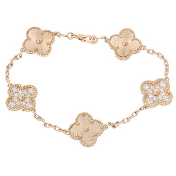 ヴァン クリーフ&アーペル ヴィンテージアルハンブラ ブレスレット ギヨシェ 5P ゴールド VCARP4KN00 K18イエローゴールド YG レディース ジュエリー 【中古】【jewelry】