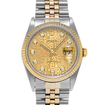 ロレックス デイトジャスト 16233G シャンパンコンピュータ/ダイヤモンド メンズ 時計 【中古】【wristwatch】