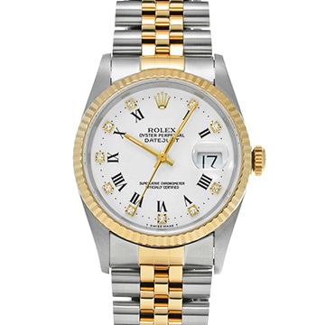 ロレックス デイトジャスト 16233G ホワイト/ダイヤモンド メンズ 時計 【中古】【wristwatch】
