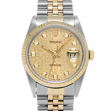 ロレックス デイトジャスト 16233G シャンパンコンピュータ/ダイヤモンド メンズ 時計 【中古】【wristwatch】