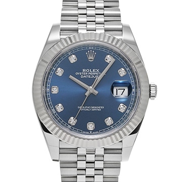 ロレックス デイトジャスト 41 126334G ブルー/ダイヤモンド メンズ 時計 【中古】【wristwatch】