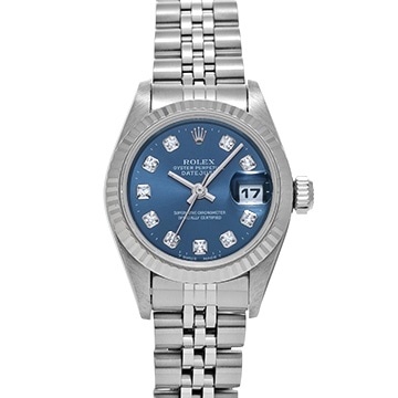 ロレックス デイトジャスト 69174G ブルー/ダイヤモンド レディース 時計 【中古】【wristwatch】