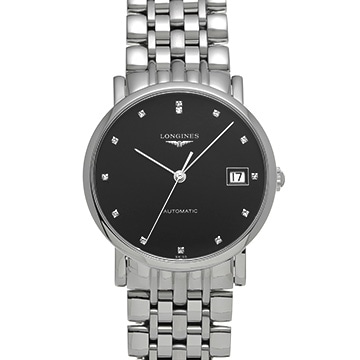 ロンジン エレガント L4.809.4.57.6 ブラック/ダイヤモンド メンズ 時計 【中古】【wristwatch】