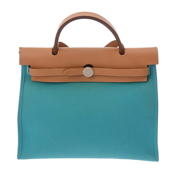 エルメス エールバッグ ジップ PM 2WAYショルダー ターコイズ/ナチュラル トワルオフィシエ/ヴァッシュハンター レディース バッグ 【中古】【bag】