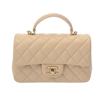 シャネル マトラッセ トップハンドル フラップバッグ ベージュ AS2431 ラムスキン レディース バッグ 【中古】【bag】