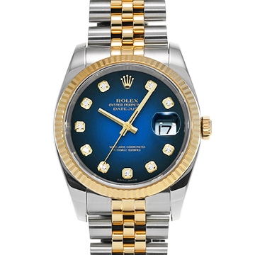 ロレックス デイトジャスト 116233G ブルー・グラデーション/ダイヤモンド メンズ 時計 【中古】【wristwatch】