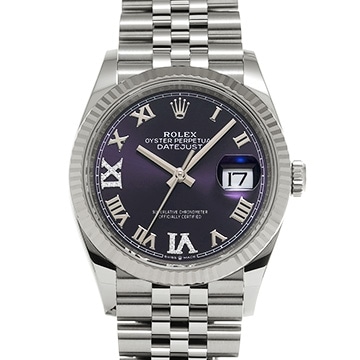 ロレックス デイトジャスト 36 126234 オーベルジーヌ/ダイヤモンド メンズ 時計 【中古】【wristwatch】