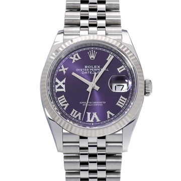 ロレックス デイトジャスト 36 126234 オーベルジーヌ/ダイヤモンド メンズ 時計 【中古】【wristwatch】