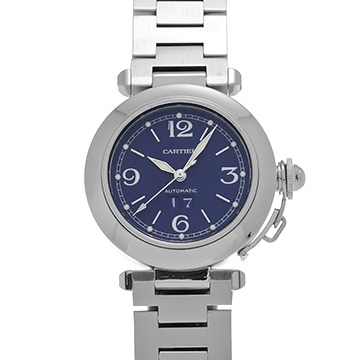 カルティエ パシャC ビッグデイト W31047M7 ブルー ユニセックス 時計 【中古】【wristwatch】