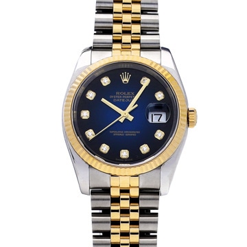 ロレックス デイトジャスト 116233G ブルー・グラデーション/ダイヤモンド メンズ 時計 【中古】【wristwatch】