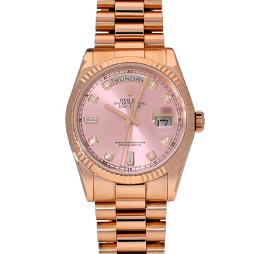 ロレックス デイデイト 118235A ピンク/ダイヤモンド メンズ 時計 【中古】【wristwatch】