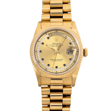 ロレックス デイデイト 36 18238LS シャンパン/ダイヤモンド/サファイア メンズ 時計 【中古】【wristwatch】