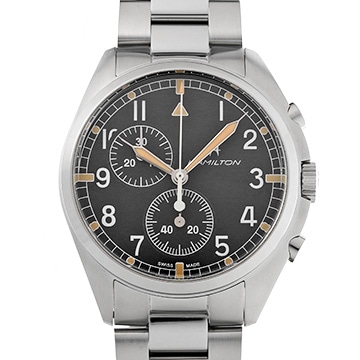ハミルトン カーキ パイロット パイオニア クロノグラフ クォーツ H76522131 ブラック メンズ 時計 【中古】【wristwatch】