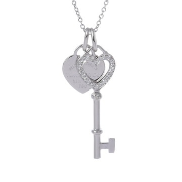 ティファニー リターントゥハート&キー ネックレス シルバー K18ホワイトゴールド WG レディース ジュエリー 【中古】【jewelry】