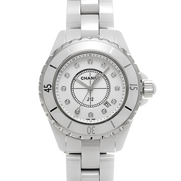 シャネル J12 33MM H1628 ホワイト/ダイヤモンド レディース 時計 【中古】【wristwatch】