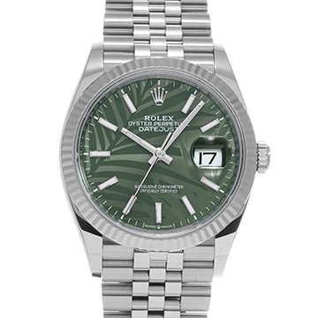 ロレックス デイトジャスト 36 126234 オリーブグリーン パームモチーフ メンズ 時計 【中古】【wristwatch】