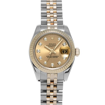 ロレックス デイトジャスト 179173G シャンパン/ダイヤモンド レディース 時計 【中古】【wristwatch】