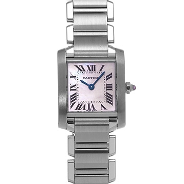 カルティエ タンク フランセーズ SM W51028Q3 ピンクシェル レディース 時計 【中古】【wristwatch】